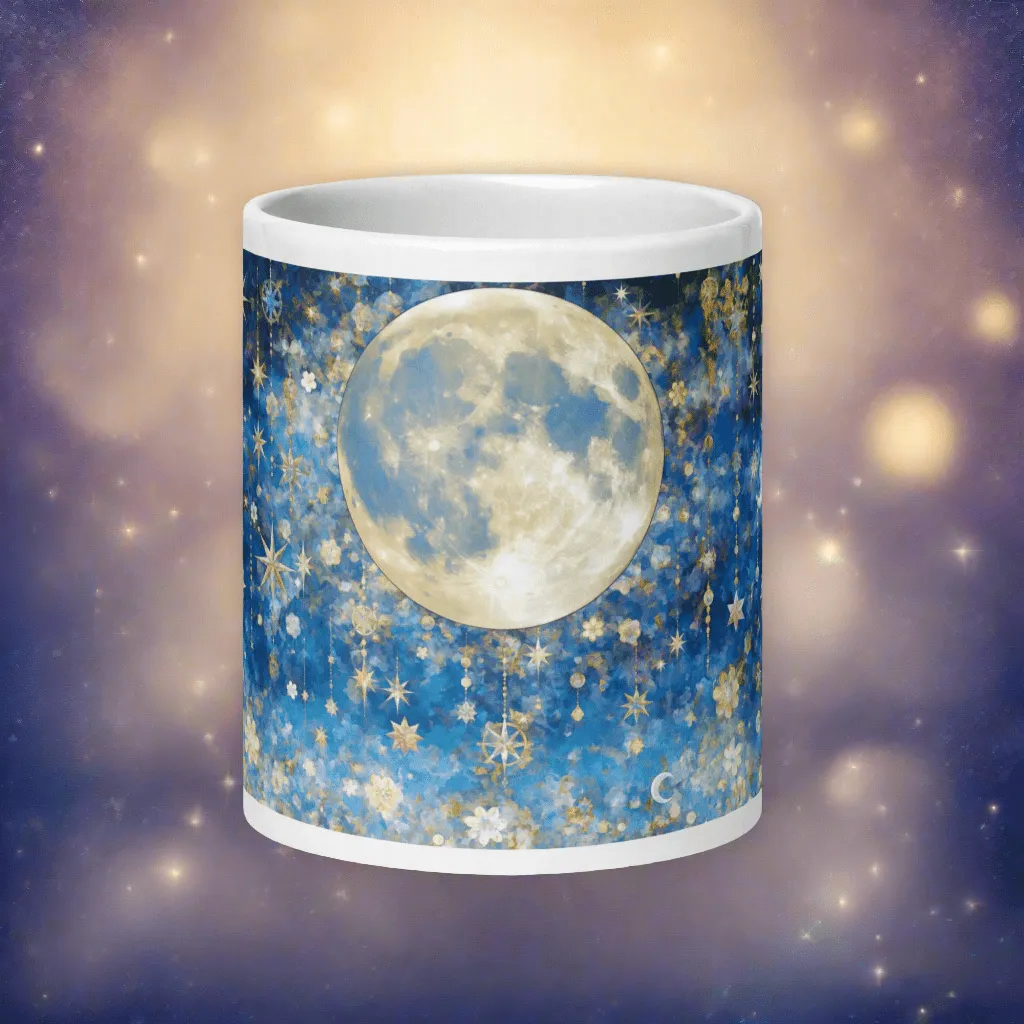 Night's Gleaming Resplendence White Glossy Mug