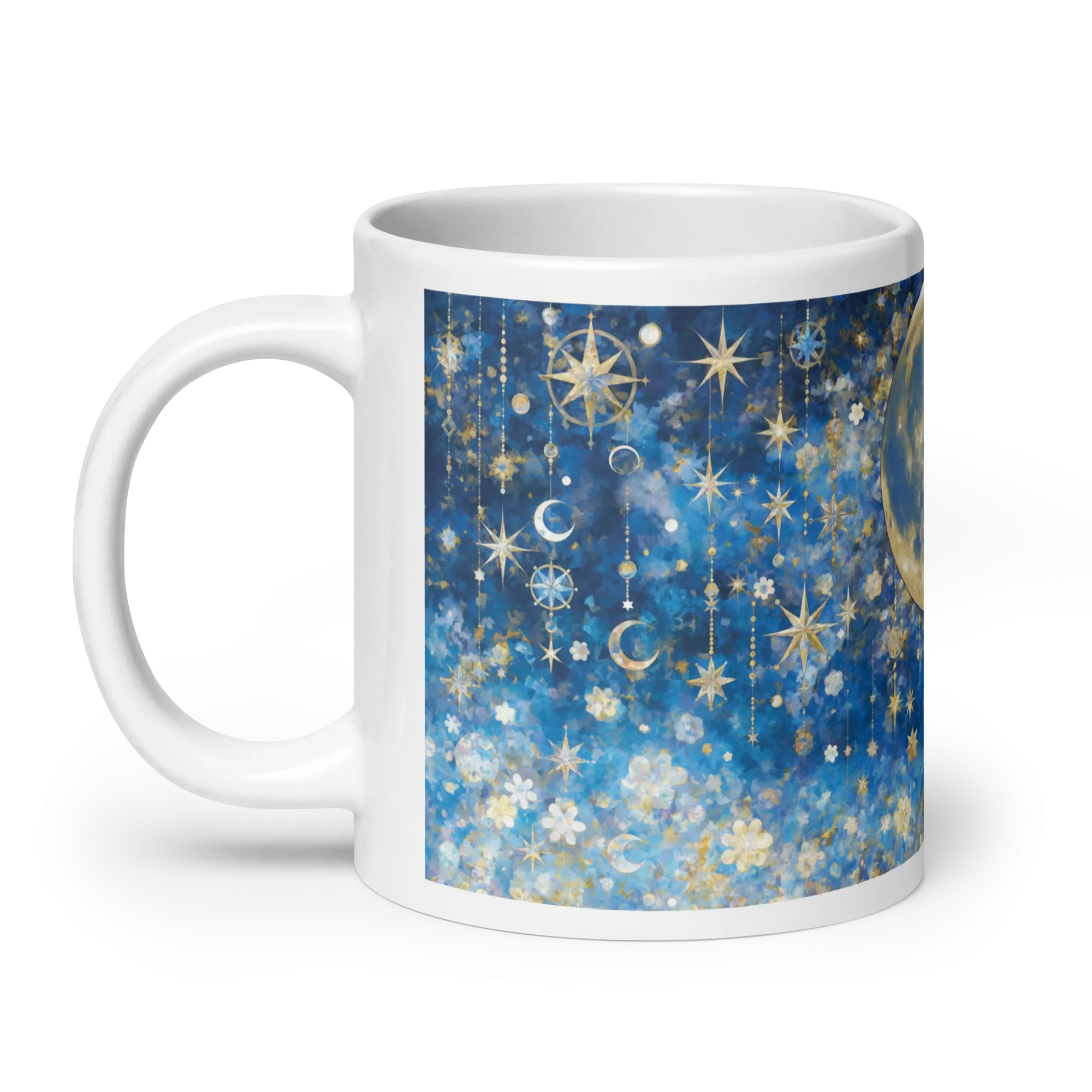 Night's Gleaming Resplendence White Glossy Mug