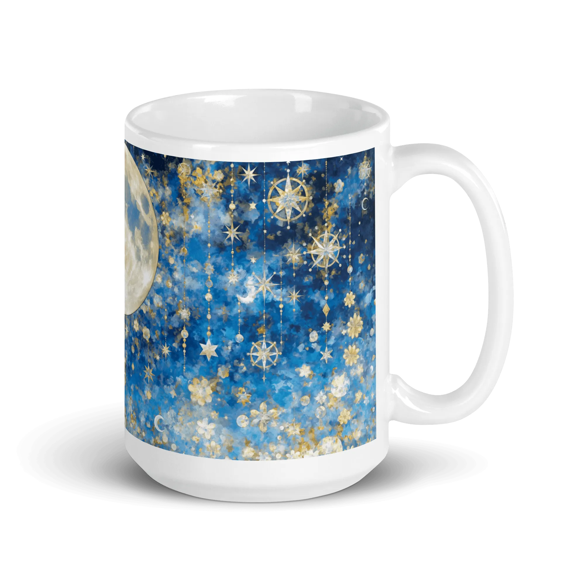 Night's Gleaming Resplendence White Glossy Mug