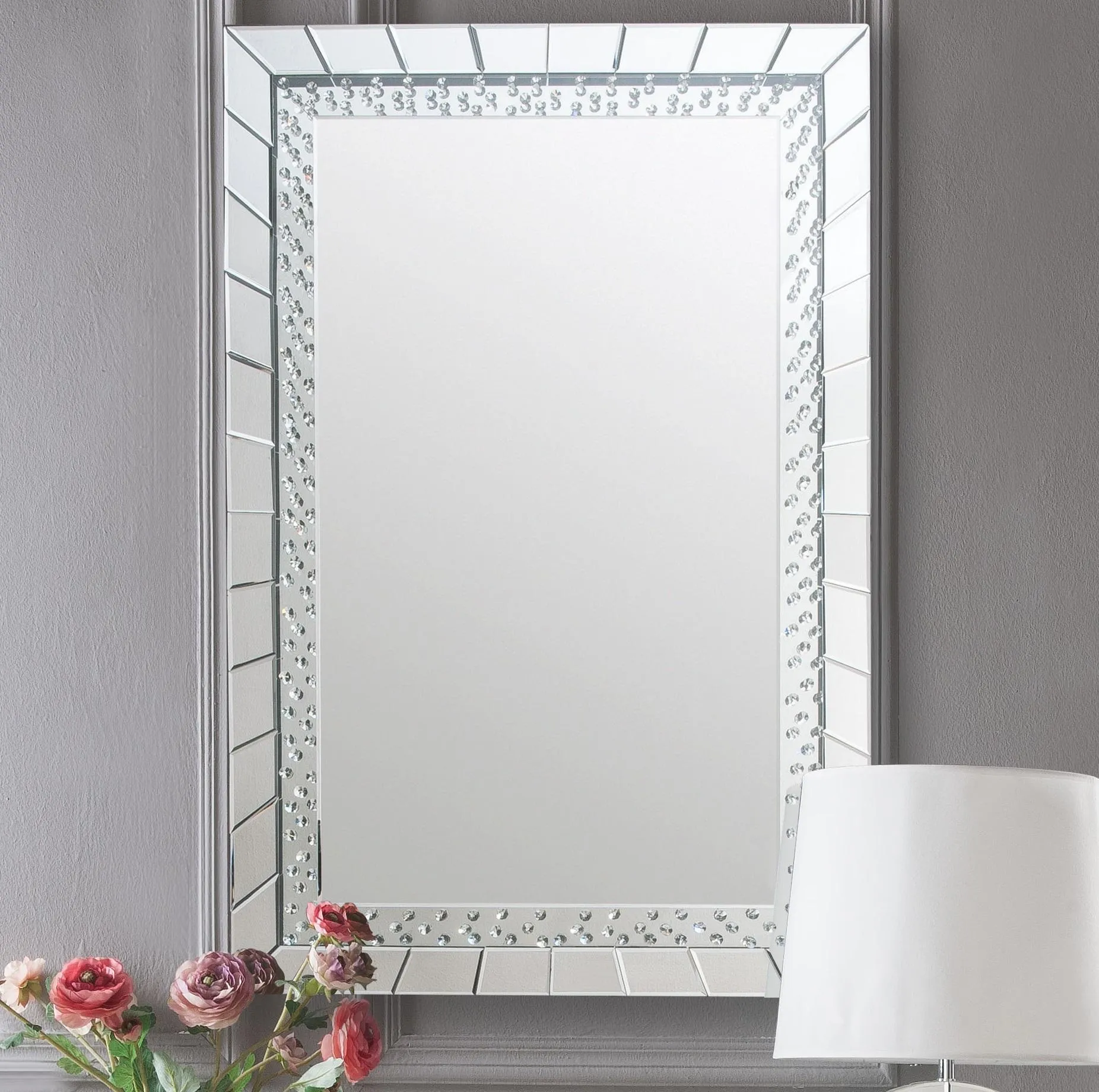 Nysa Mirrored & Faux Crystals Console Table