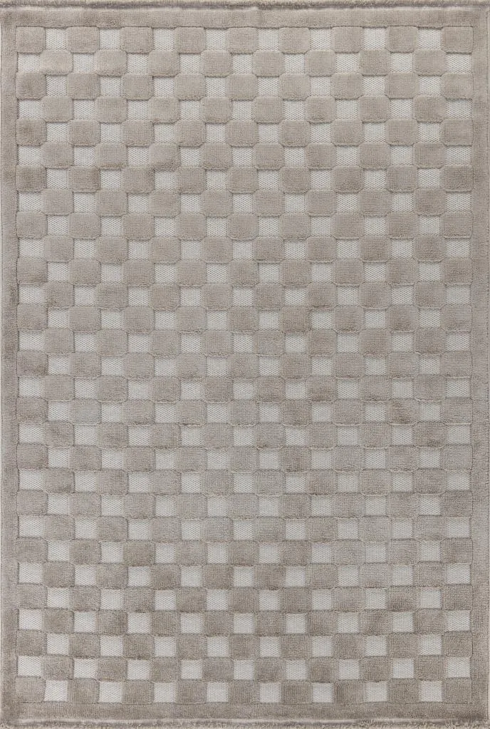 Orion Geometric and Embossed Patterned Beige Area Rug 4212