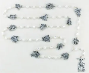 Oval Faux Mother of Pearl Bead 15 Stations of the Cross Rosary