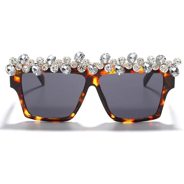 Oversized Square Diamond Sunglasses Women Luxury Brand Fashion Rhinestone Sunglasses