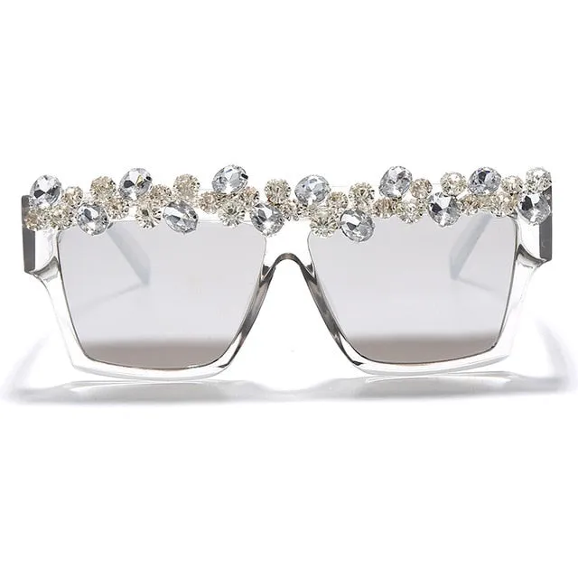 Oversized Square Diamond Sunglasses Women Luxury Brand Fashion Rhinestone Sunglasses