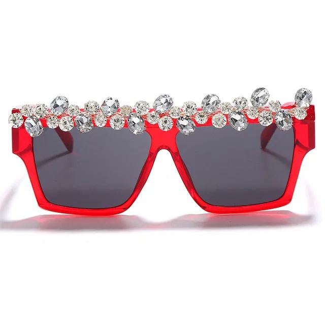Oversized Square Diamond Sunglasses Women Luxury Brand Fashion Rhinestone Sunglasses