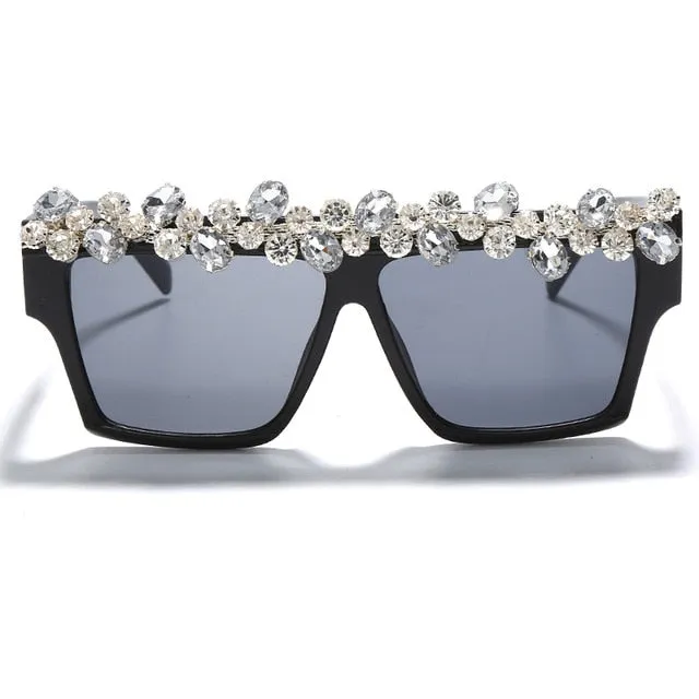 Oversized Square Diamond Sunglasses Women Luxury Brand Fashion Rhinestone Sunglasses
