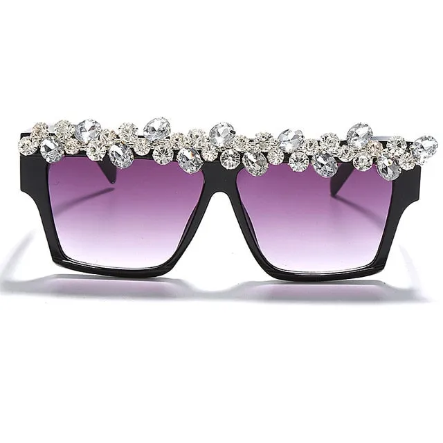 Oversized Square Diamond Sunglasses Women Luxury Brand Fashion Rhinestone Sunglasses