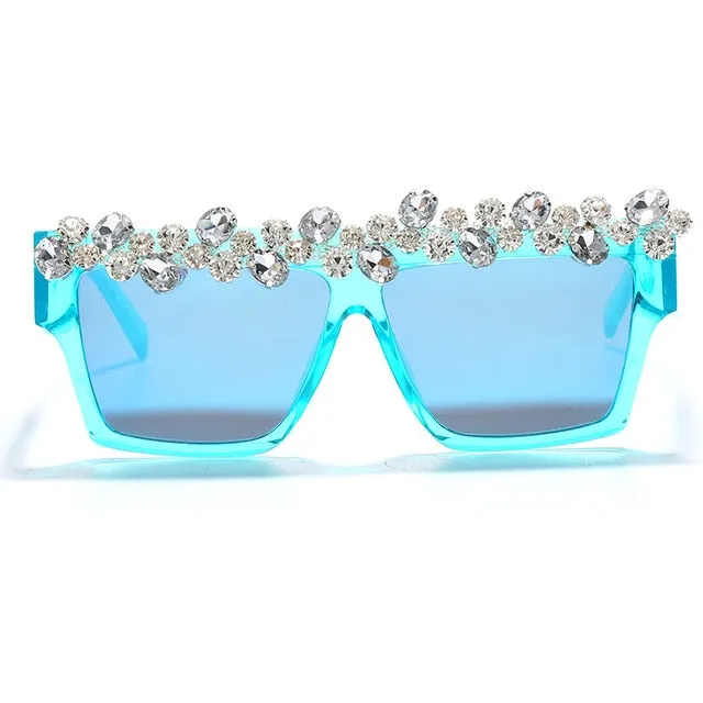 Oversized Square Diamond Sunglasses Women Luxury Brand Fashion Rhinestone Sunglasses