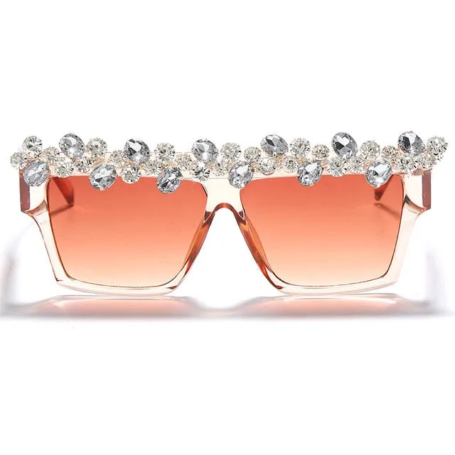 Oversized Square Diamond Sunglasses Women Luxury Brand Fashion Rhinestone Sunglasses