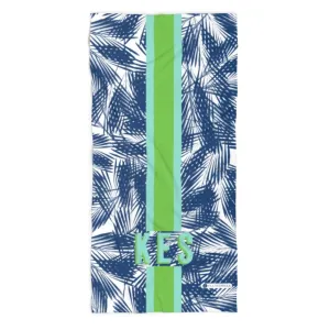 Palm Leaves Navy Beach Towel