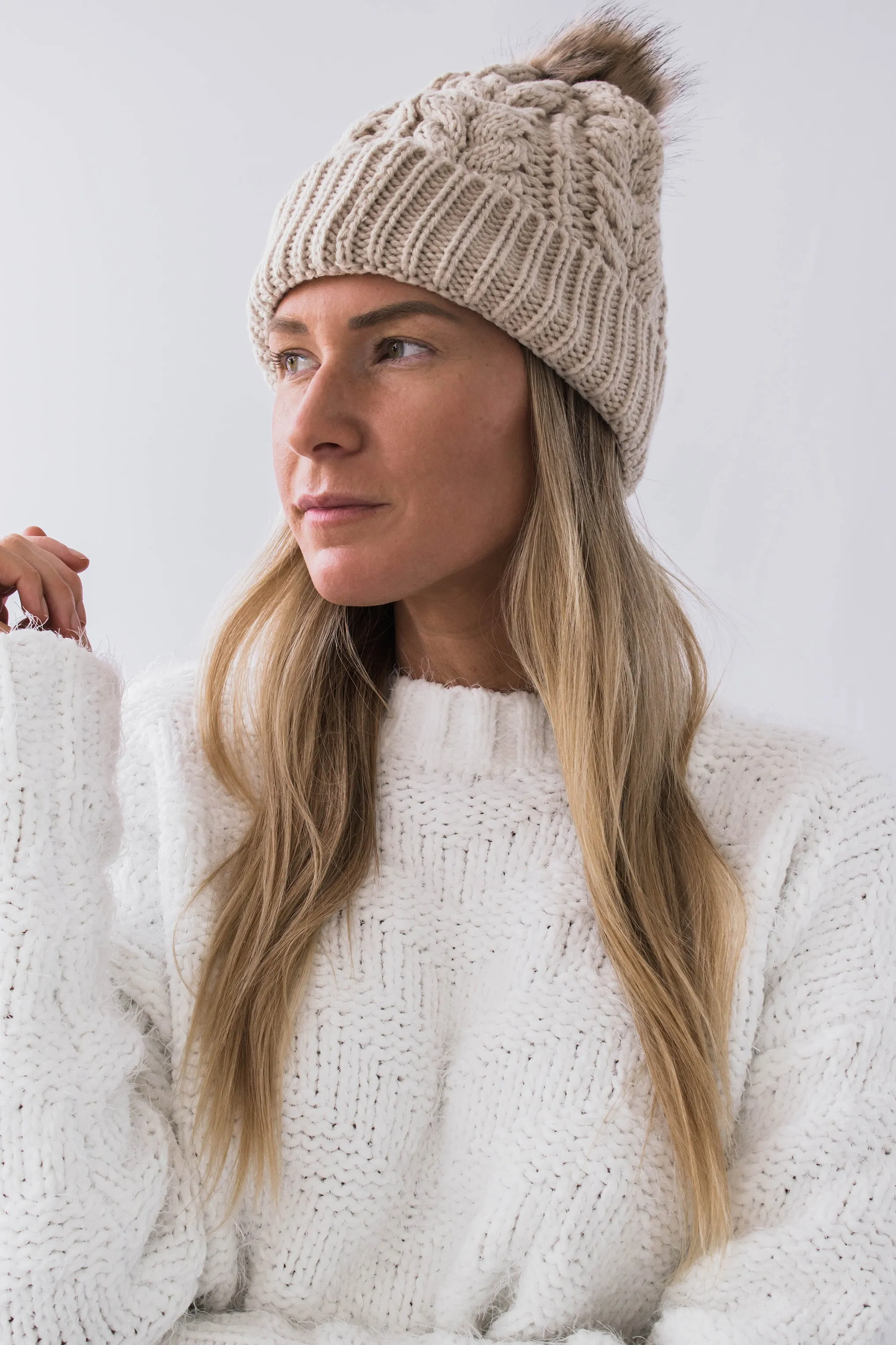 Palmer Cable Knit Beanie - Khaki