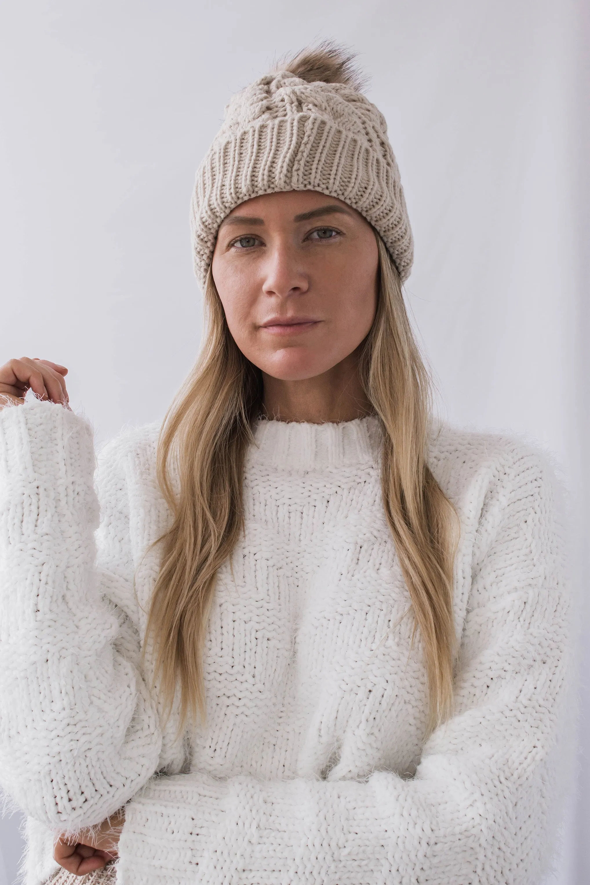 Palmer Cable Knit Beanie - Khaki