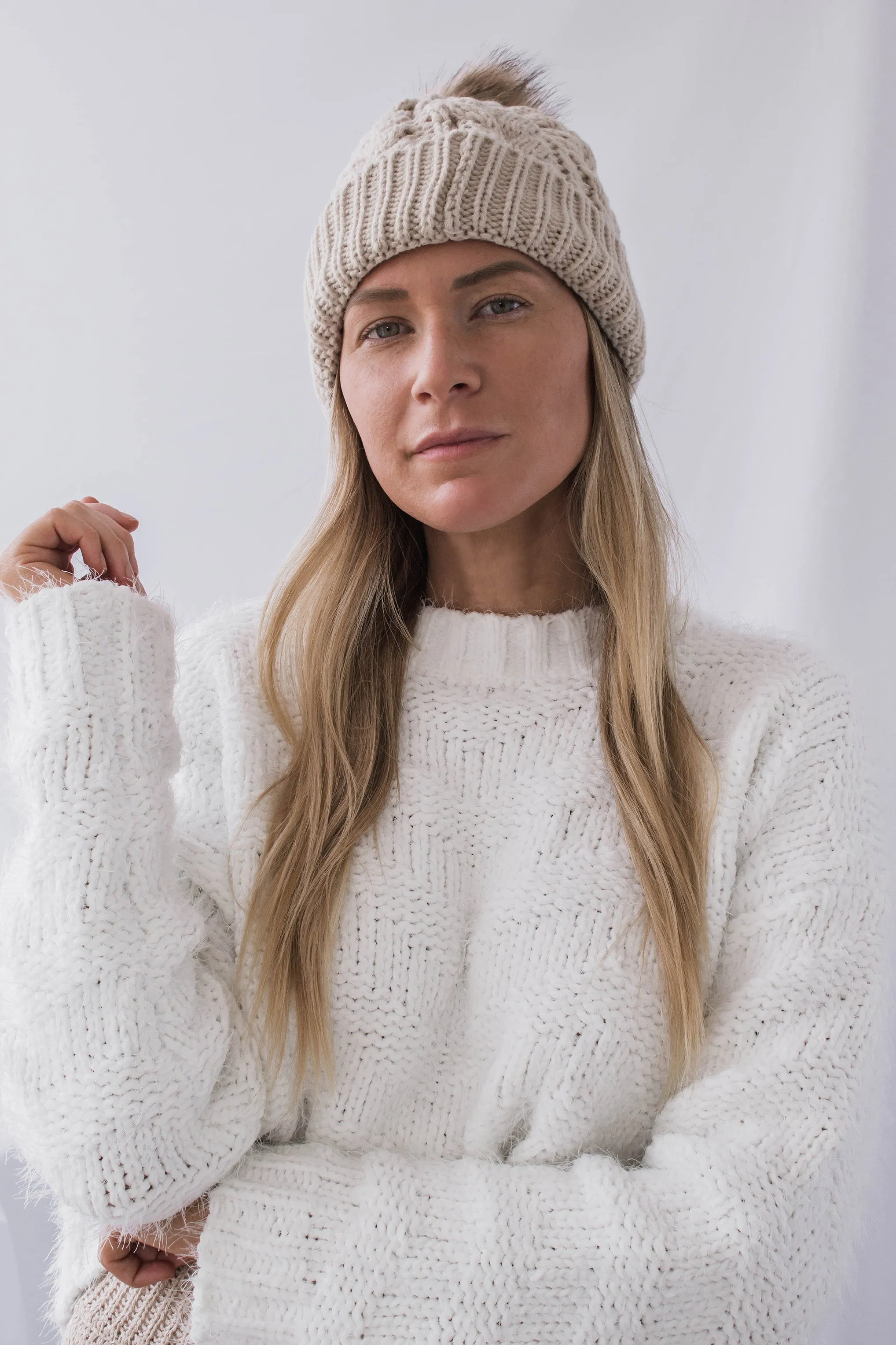 Palmer Cable Knit Beanie - Khaki