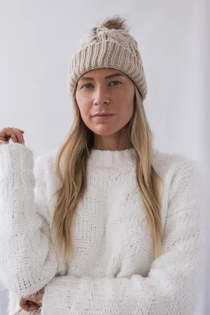 Palmer Cable Knit Beanie - Khaki