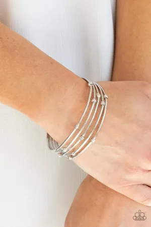 Paparazzi Accessories - Face The METALLIC Music - Silver Bracelet