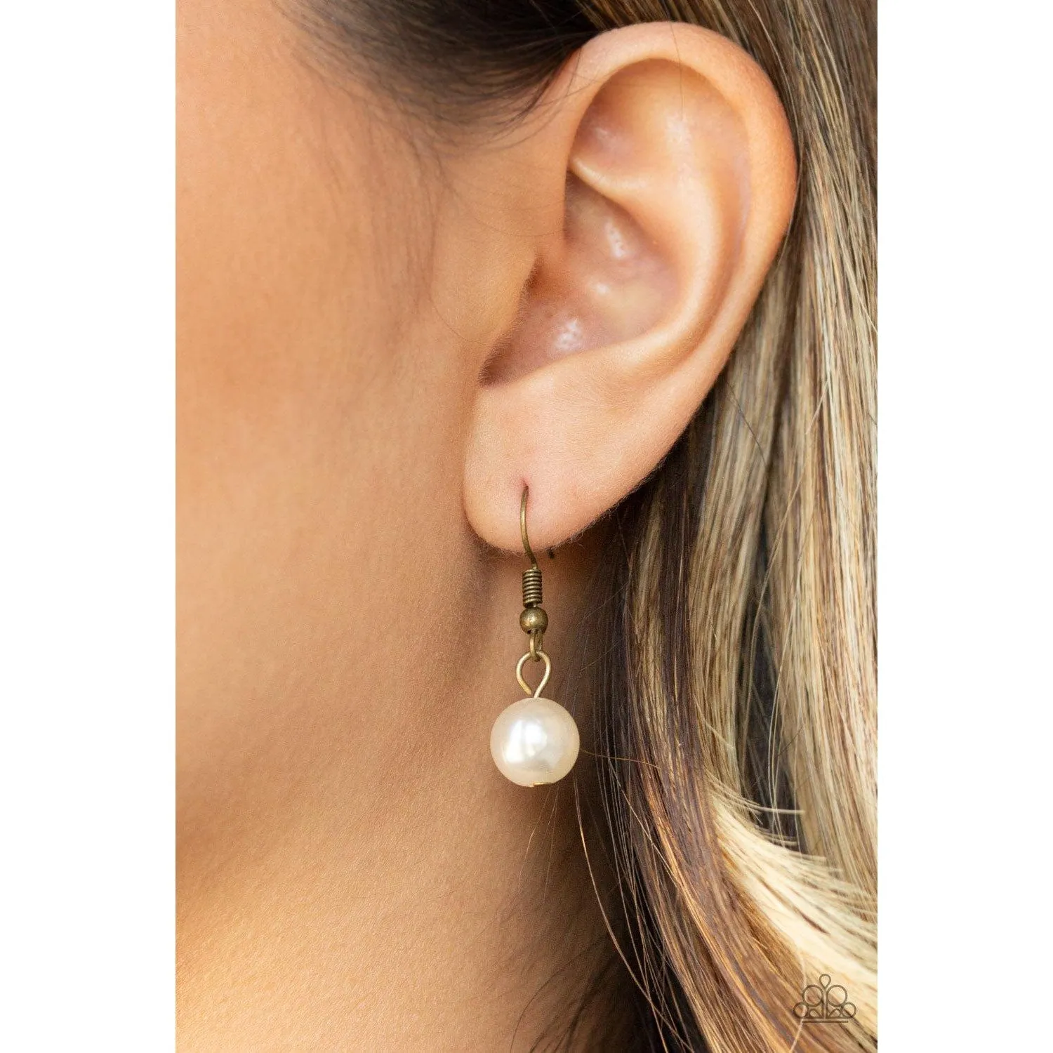 Paparazzi Wall Street Waltz Brass Necklace & Earrings Set