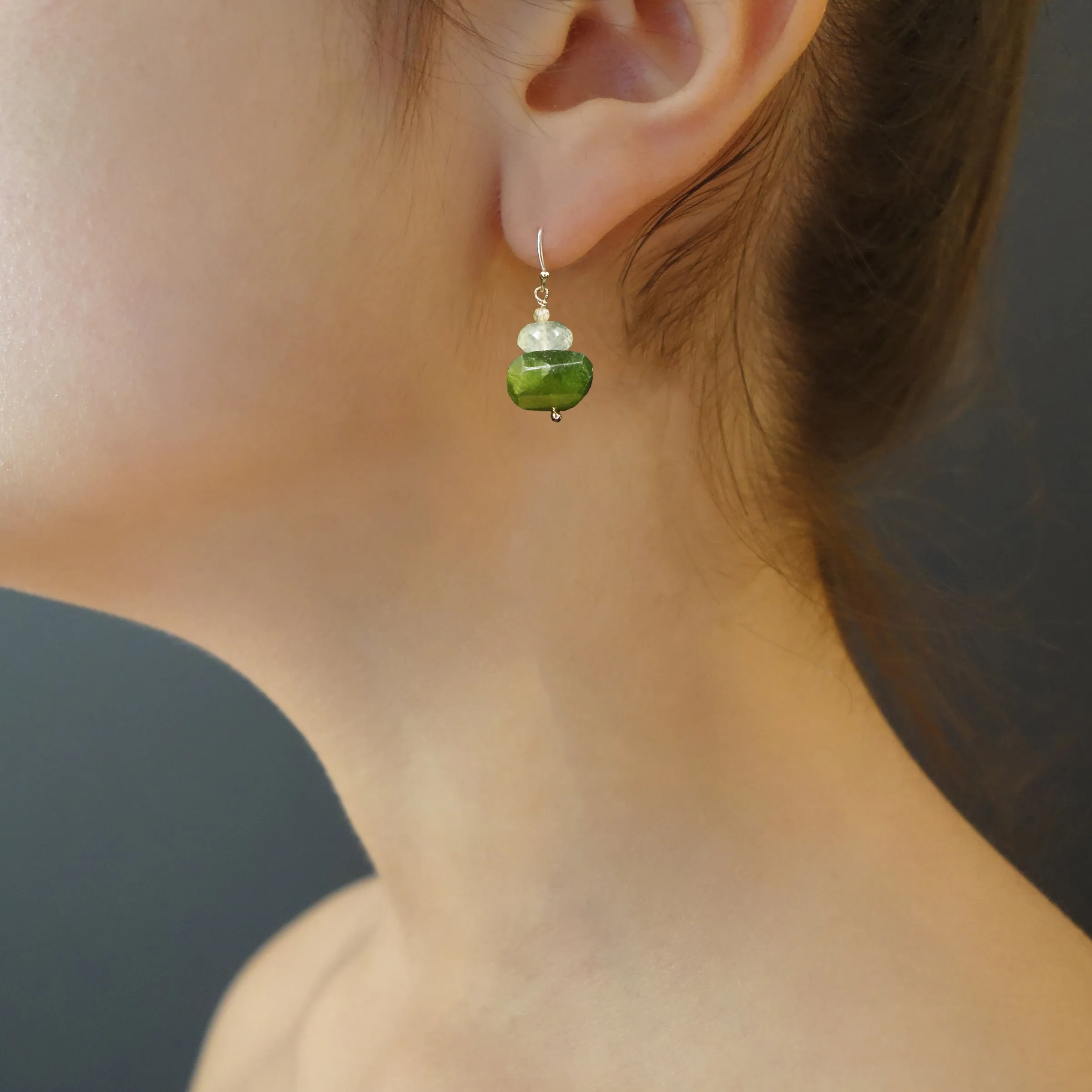 Paris at Night: vessonite   prenite earrings