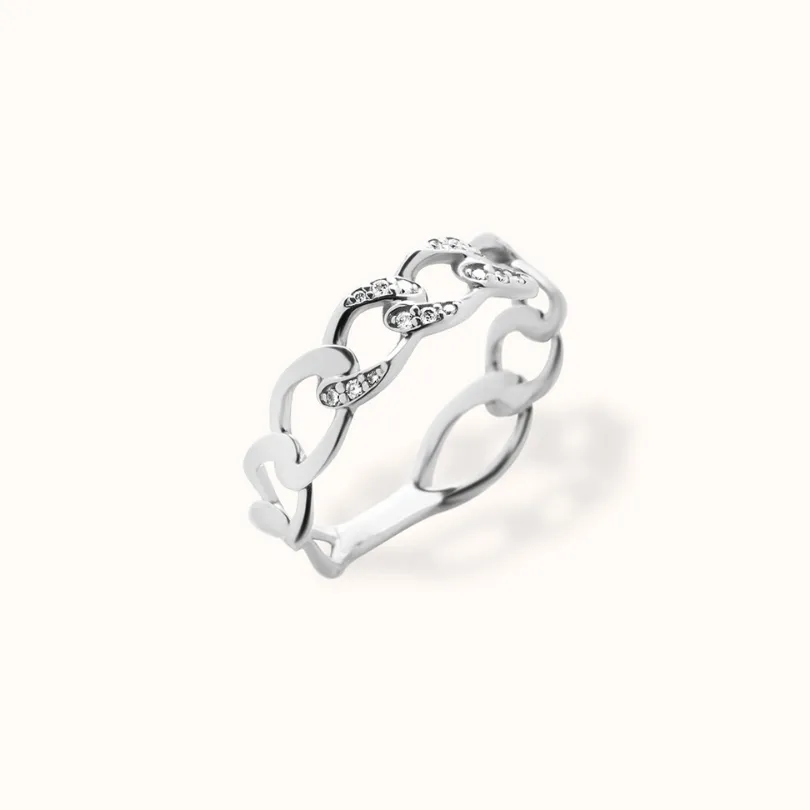 Pavé Chain Ring | White Gold