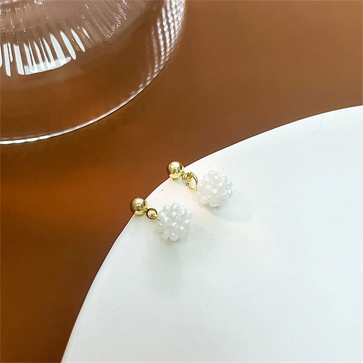 Pearl & 18K Gold-Plated Ball Drop Earrings