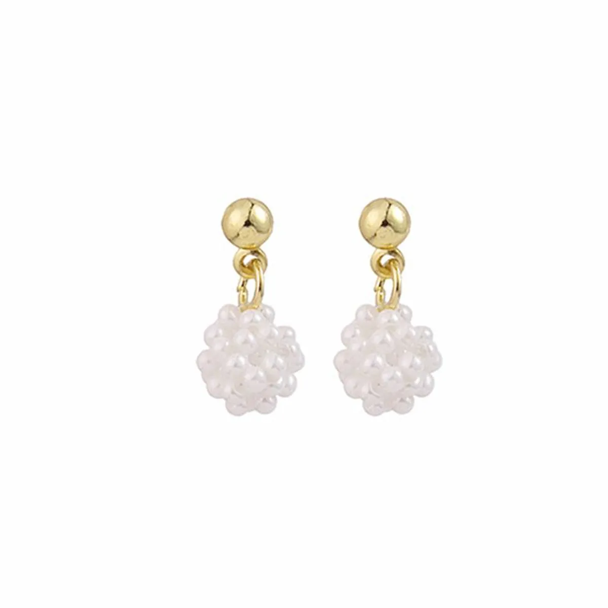 Pearl & 18K Gold-Plated Ball Drop Earrings
