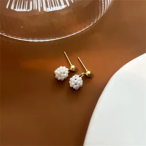 Pearl & 18K Gold-Plated Ball Drop Earrings