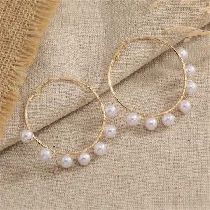 Pearl & 18K Gold-Plated Beaded Hoop Earrings