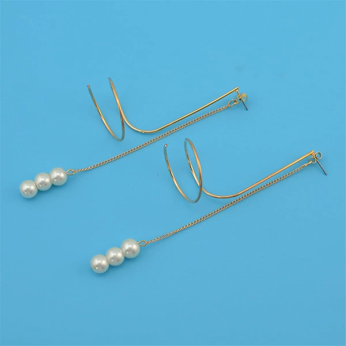 Pearl & 18K Gold-Plated Swirl Ear Jackets