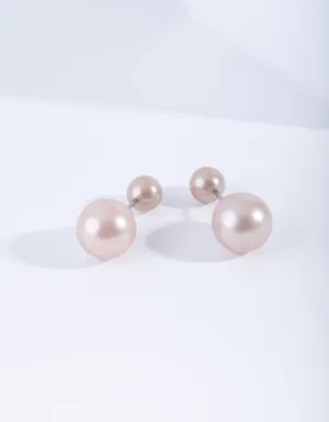 Pearl Pink Sandwich Stud Earrings