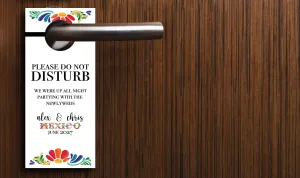 Personalized Destination Wedding Door Hangers - Vibrant Mexican Pattern