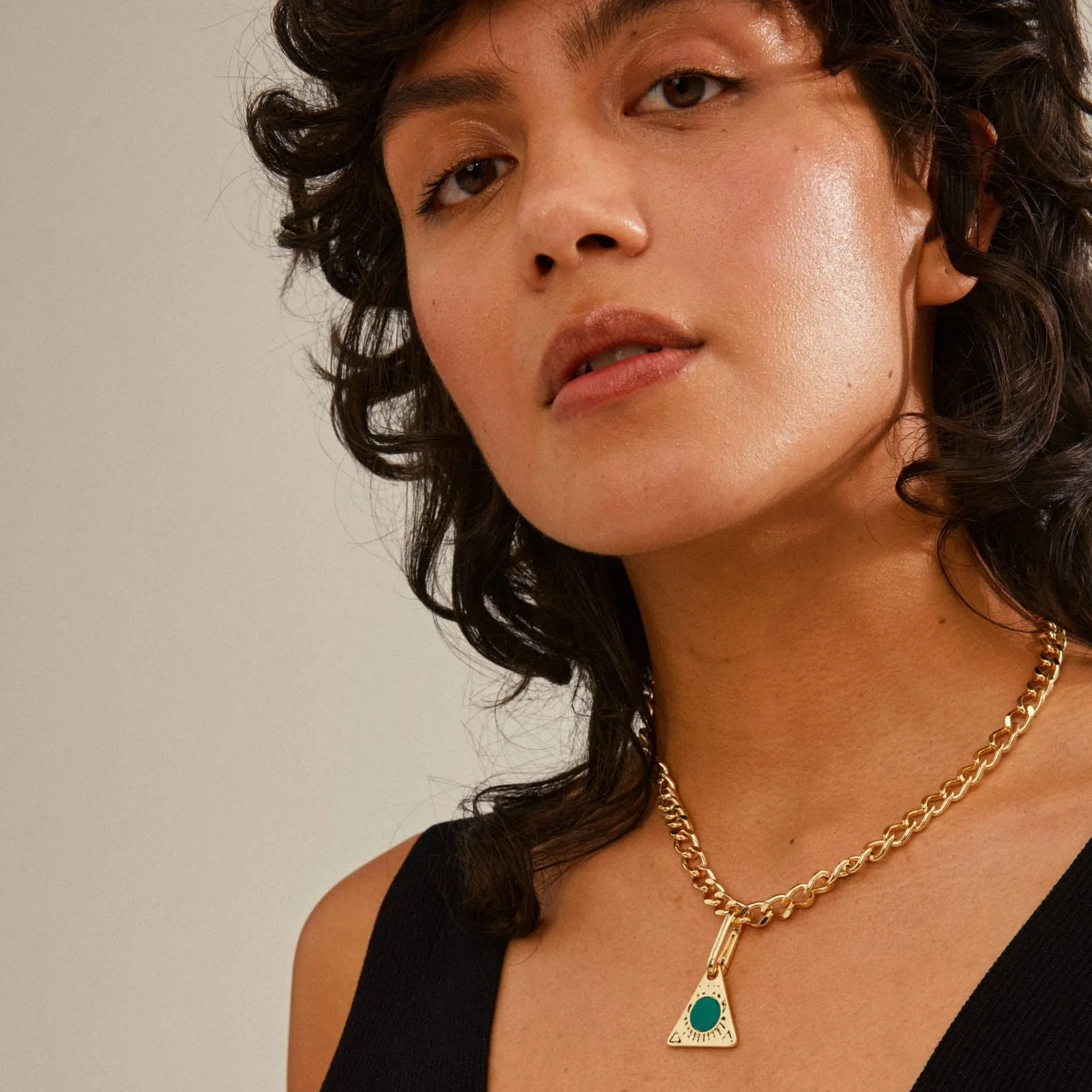 Pilgrim Charm Gold Triangle Pendant