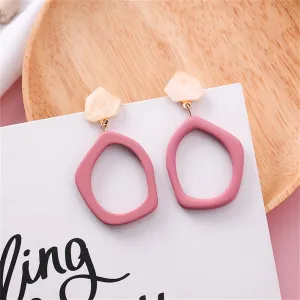 Pink Acrylic & 18K Gold-Plated Open Geometric Drop Earrings