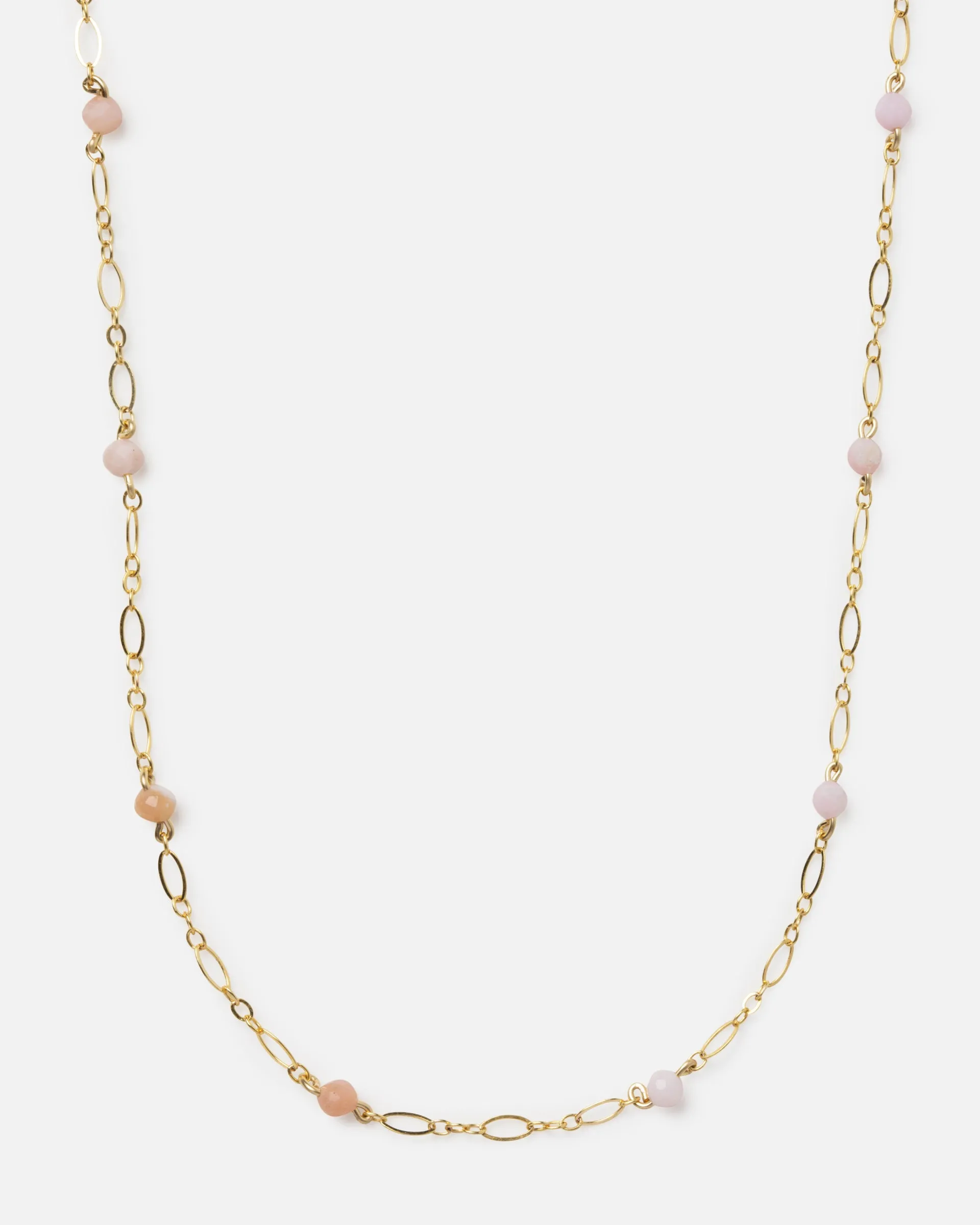 PINK OPAL BEADED 14K GOLD FILLED FANCY CHAIN