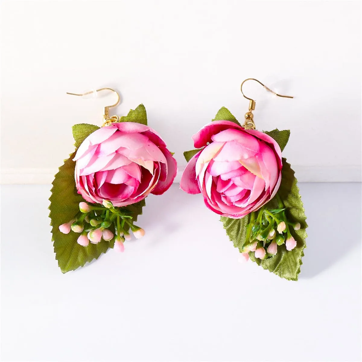Pink Plastic & 18K Gold-Plated Flower Drop Earrings