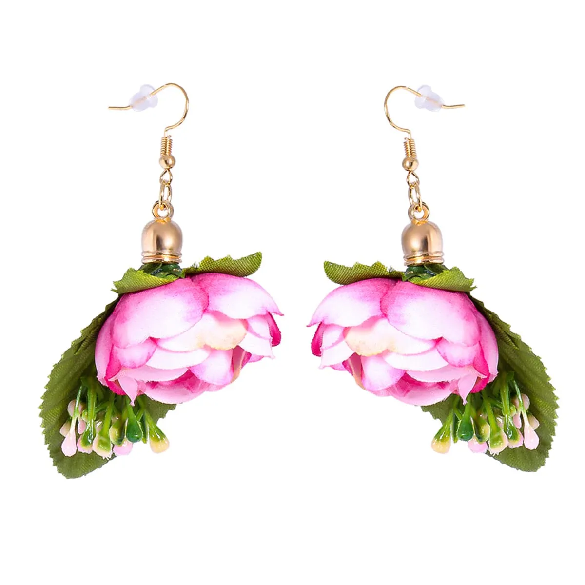 Pink Plastic & 18K Gold-Plated Flower Drop Earrings