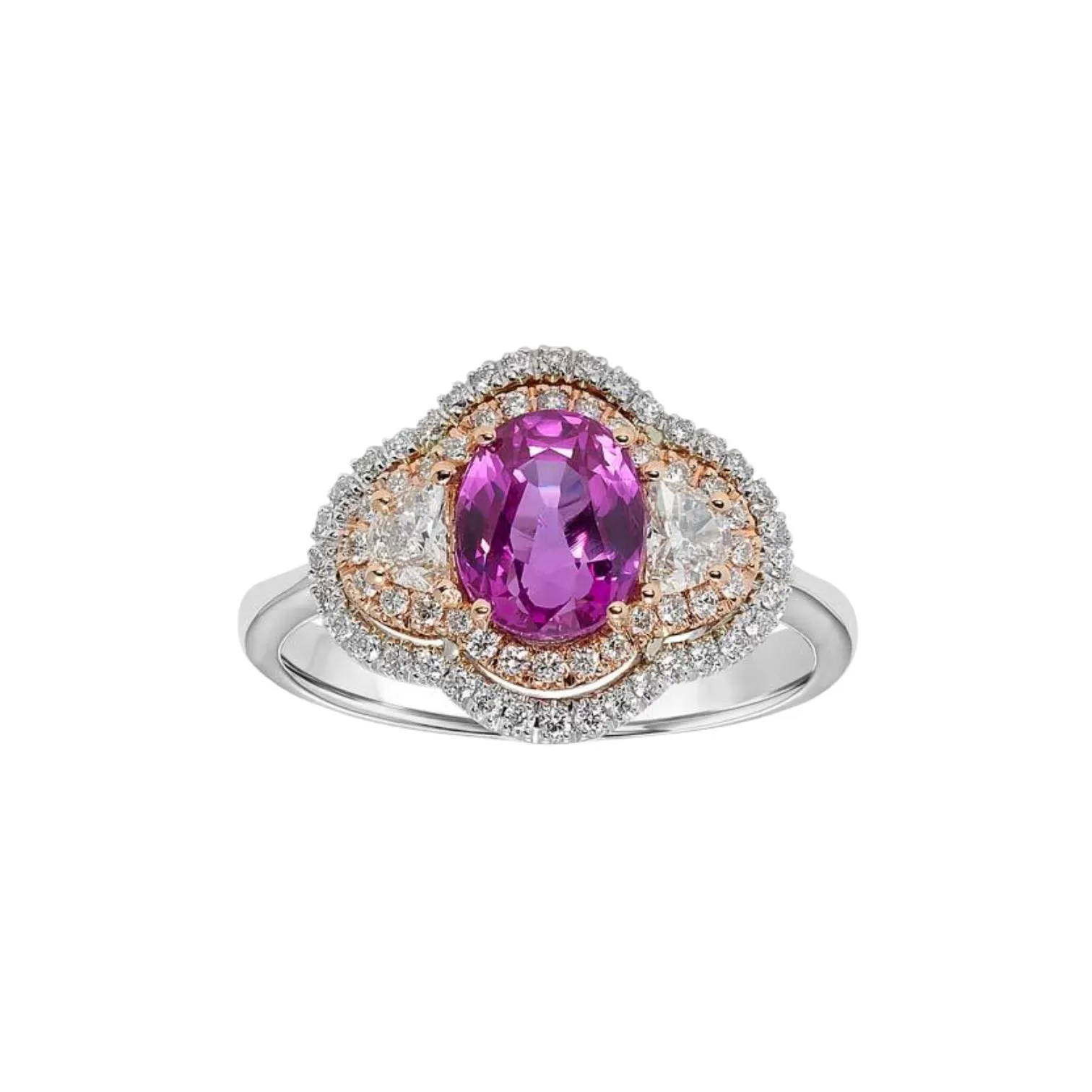 Pink Sapphire Halo Ring