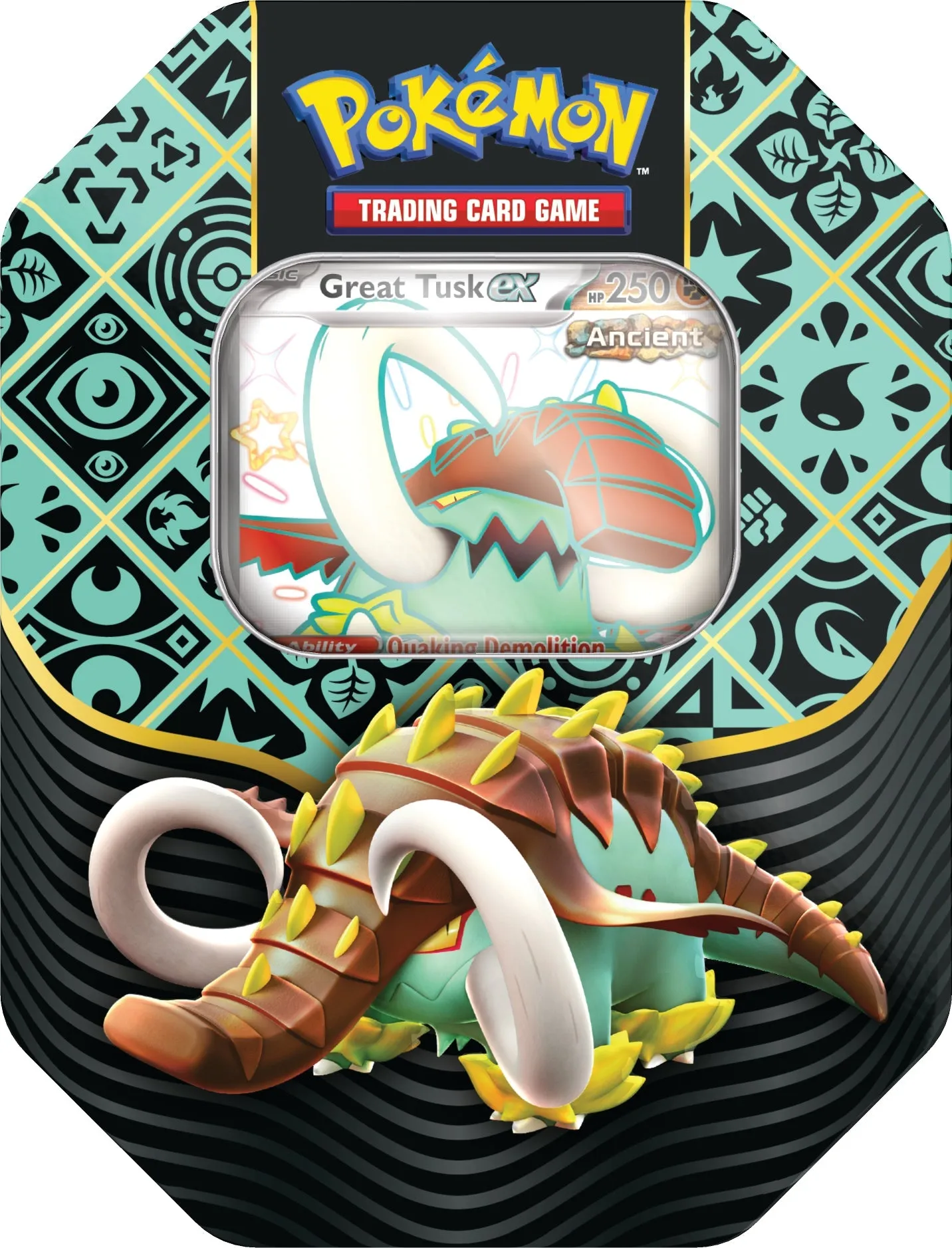 Pokemon Paldean Fates Great Tusk EX Tin