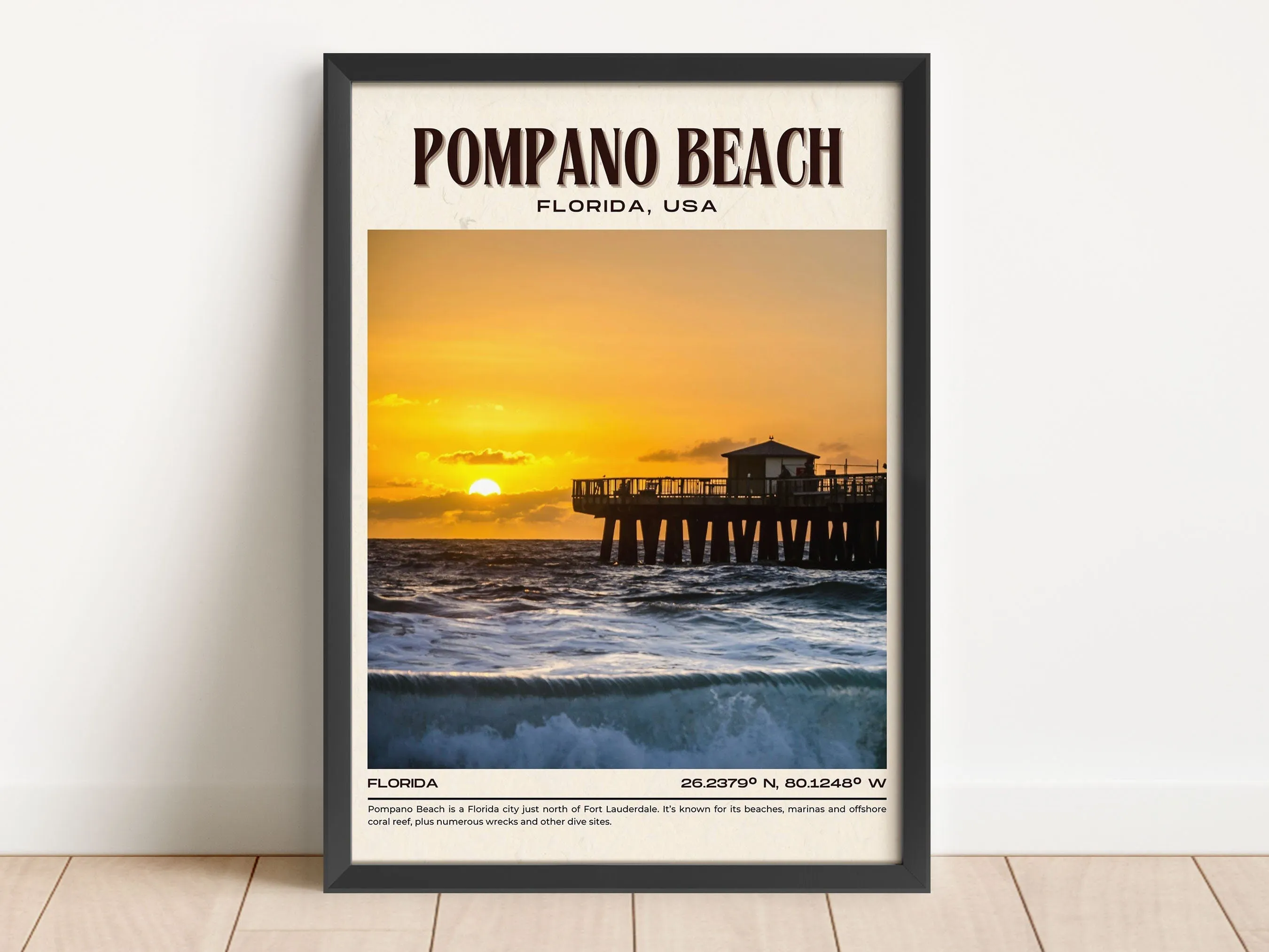 Pompano Beach Vintage Wall Art, Florida, USA