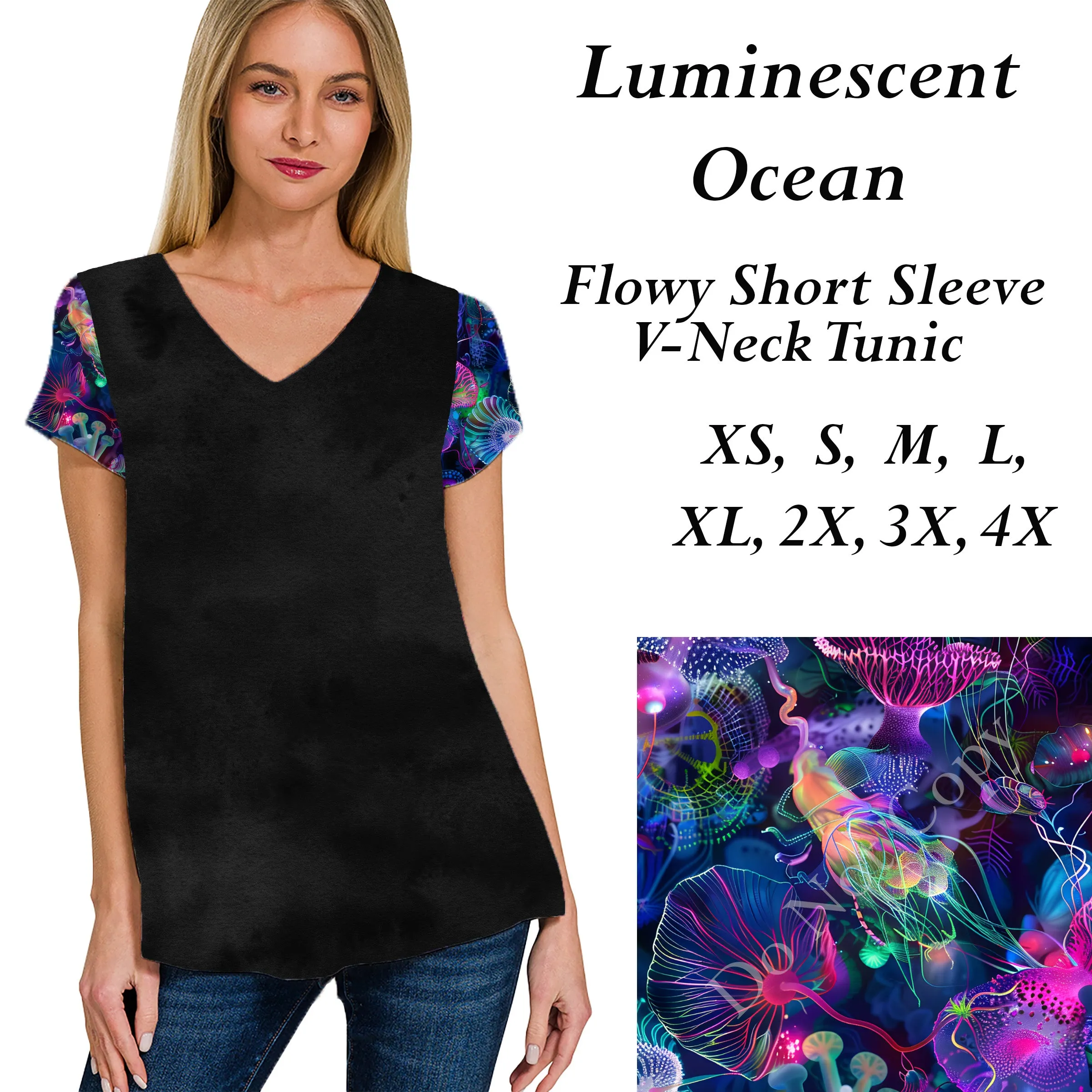 Preorder 3/11 Luminescent Ocean Patterned Sleeve Flowy Tunic