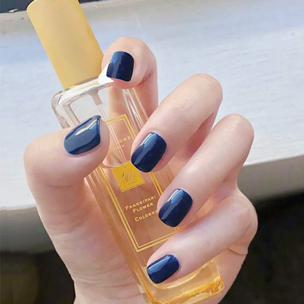 Press On Nails Blue Glossy Square Nail Kit