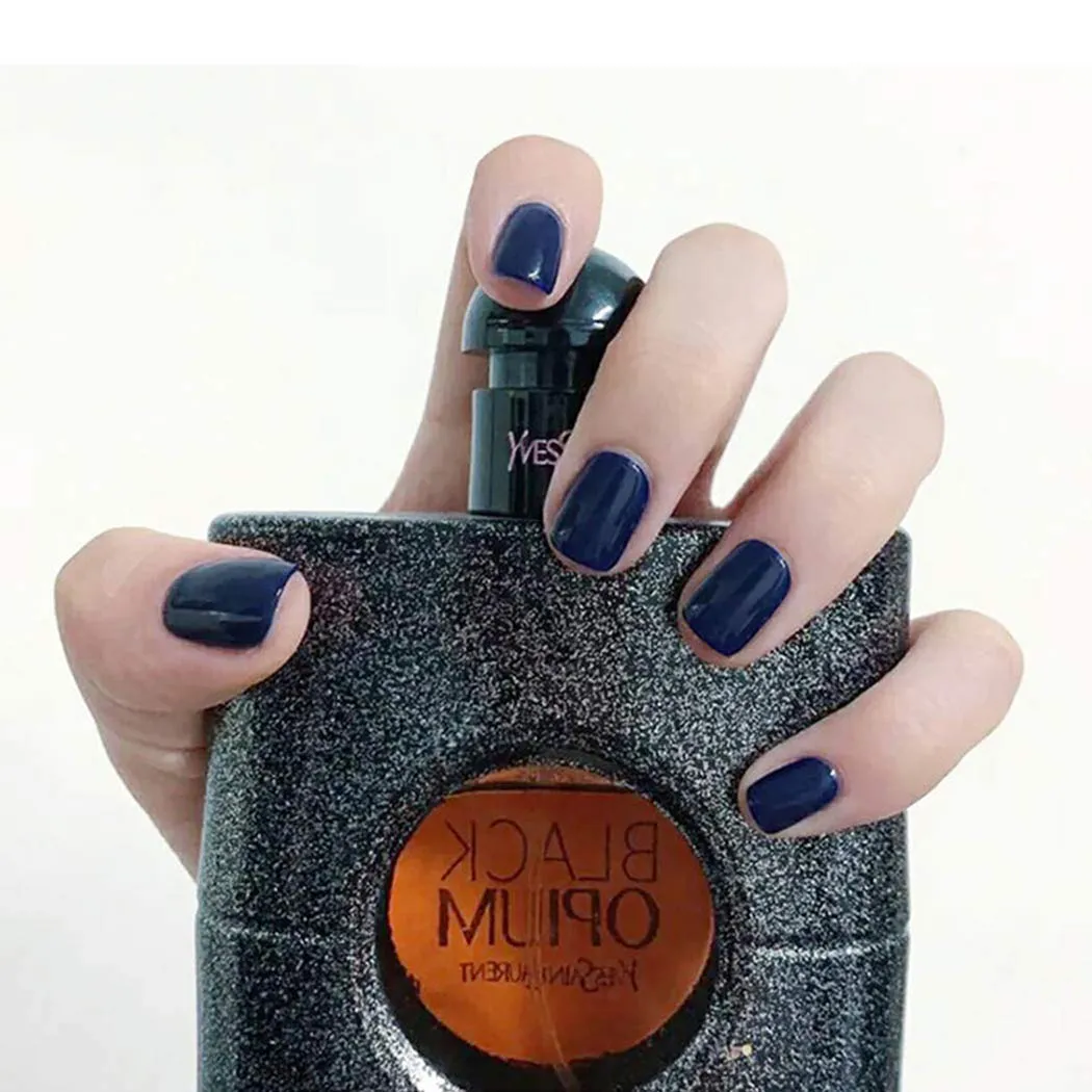Press On Nails Blue Glossy Square Nail Kit