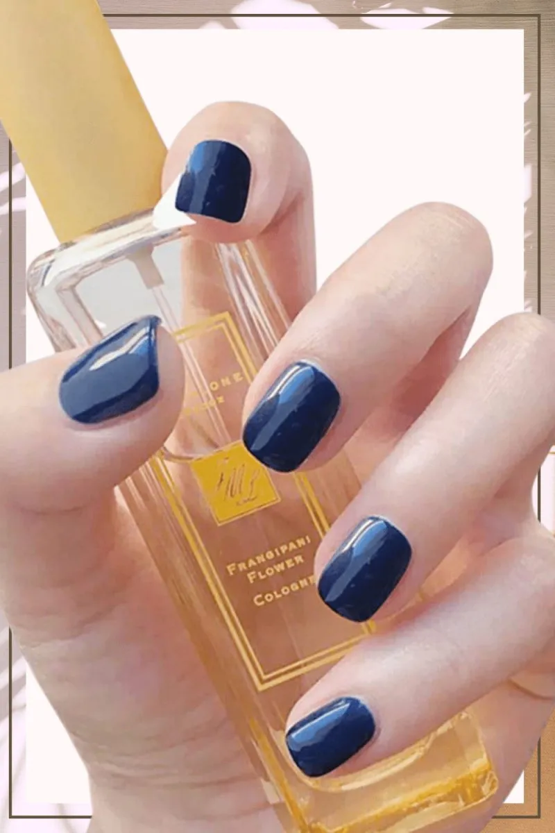 Press On Nails Blue Glossy Square Nail Kit