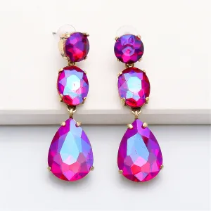 Purple Crystal & 18K Gold-Plated Drop Earrings