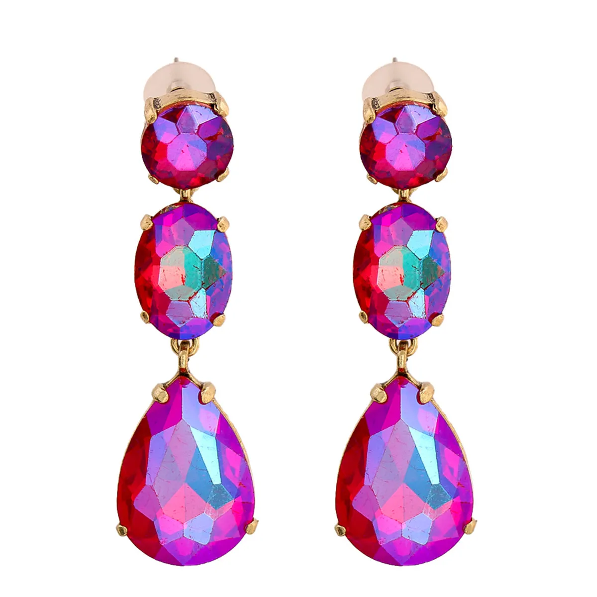 Purple Crystal & 18K Gold-Plated Drop Earrings