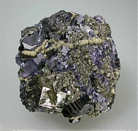 Pyrite and Galena with Sphalerite, Trepca Complex, Kosovska Municipality, Kosovo, Mined 2014, Small Cabinet 4.0 x 8.0 x 8.0 cm, $75.  Online 11/12/14. SOLD