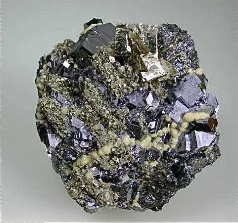 Pyrite and Galena with Sphalerite, Trepca Complex, Kosovska Municipality, Kosovo, Mined 2014, Small Cabinet 4.0 x 8.0 x 8.0 cm, $75.  Online 11/12/14. SOLD