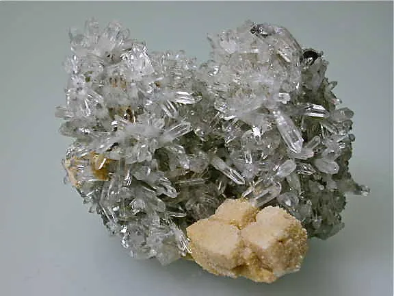 Quartz and Dolomite, Trepca Complex, Mitrovica, Kosovska Municipality, Kosovo, Mined 2012, Small Cabinet 5.0 x 6.5 x 8.5 cm, $100.  Online 4/6/15.