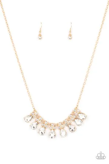 " Sparkly Ever After " Gold Metal & White/Clear Rhinestone Necklace Set