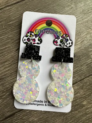 "We Can Build A Snowman" Frosty Glitter Handcrafted Resin Earrings