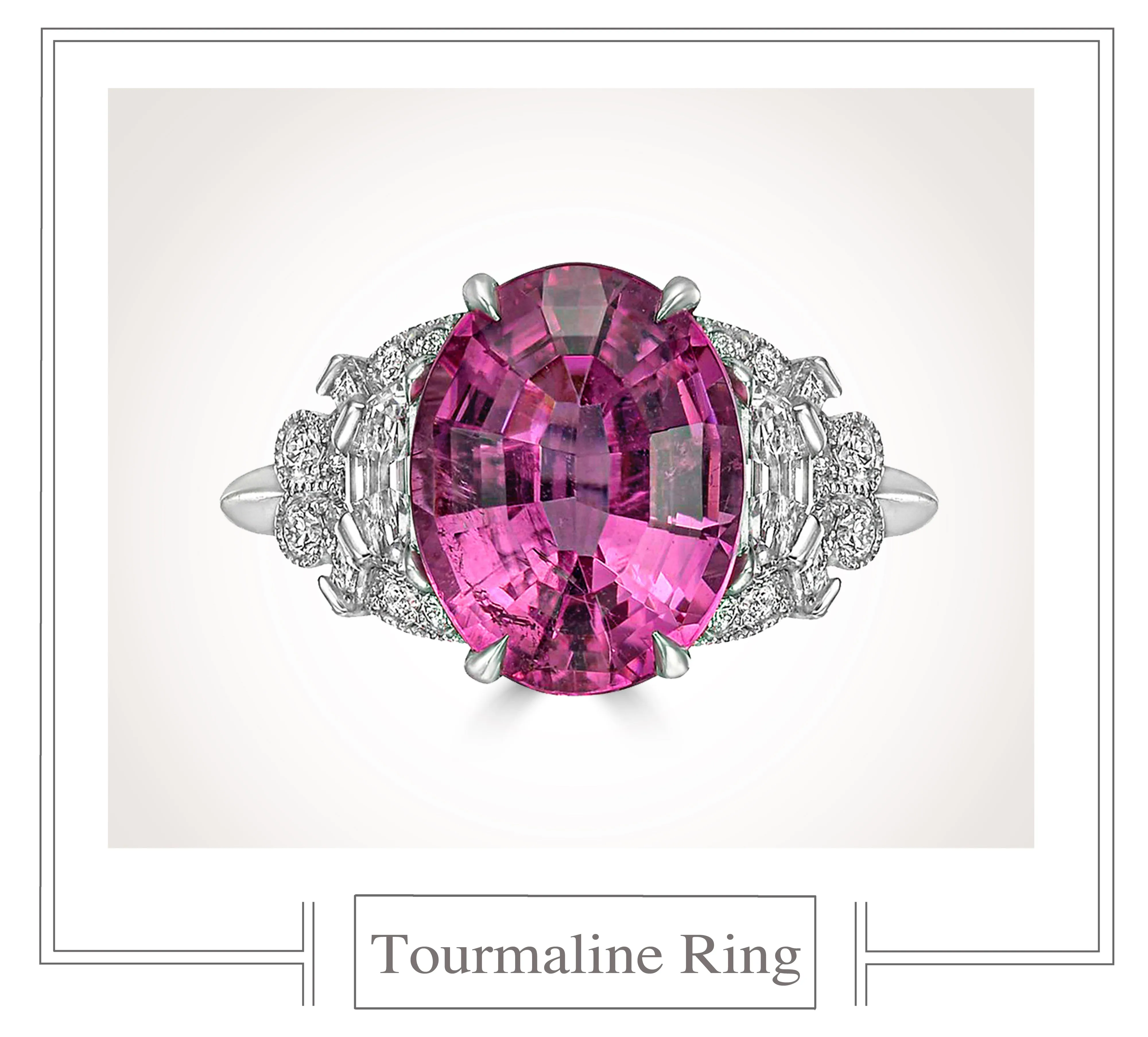Raymond C. Yard, Pink Tourmaline and Diamond, Platinum Ring