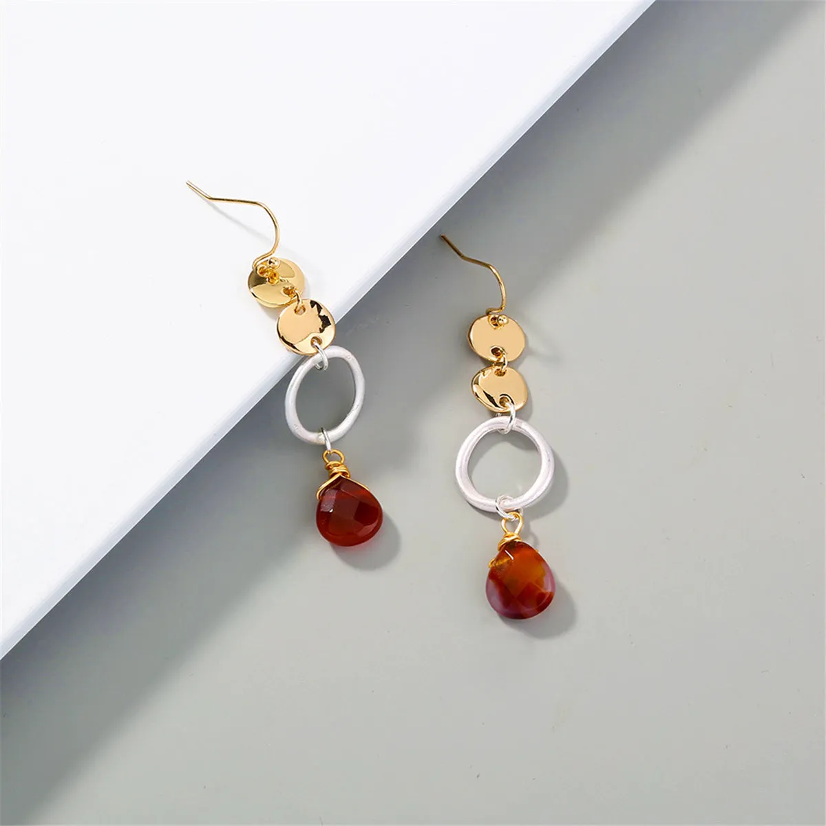 Red Crystal & 18K Gold-Plated Drop Earrings